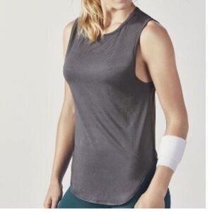 Fabletics Trisha Tank Women's Small Mesh Sheer Charcoal Gray Gym Workout New